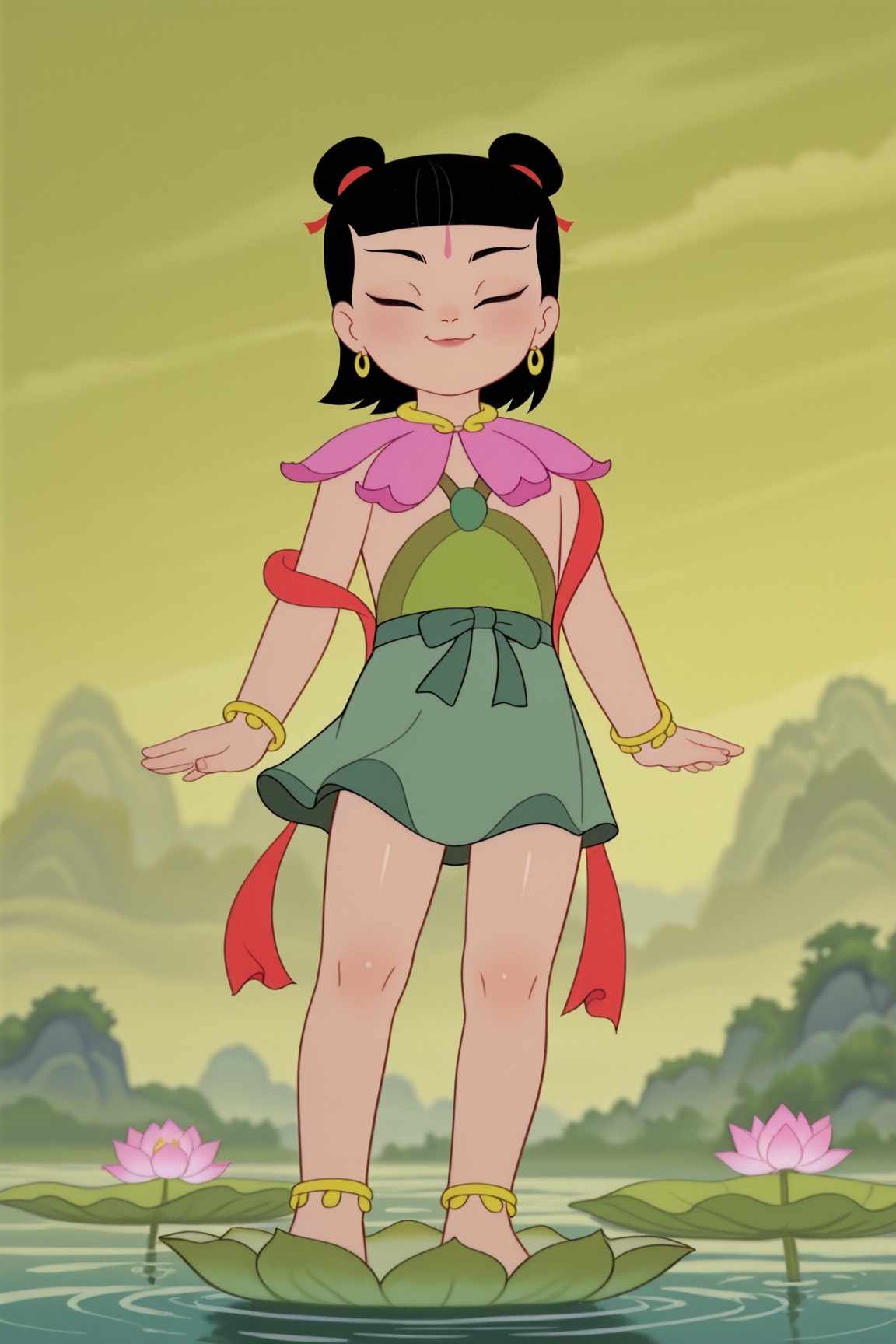 nezha,  black hair,  brown eyes on Tensor.Art