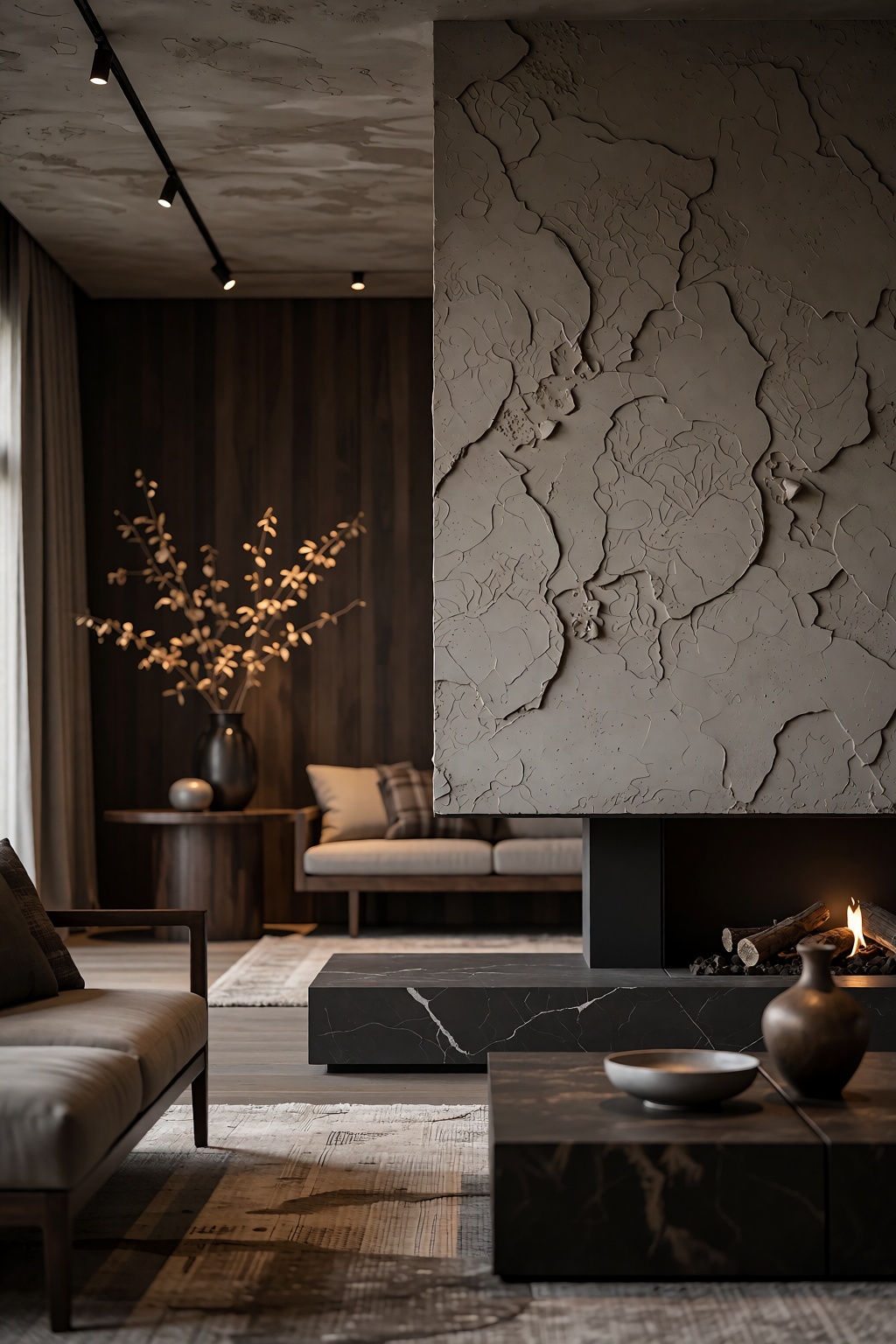 室内摄影,  Contemporary luxury interior,  warm and elegant atmosphere with dark on Tensor.Art