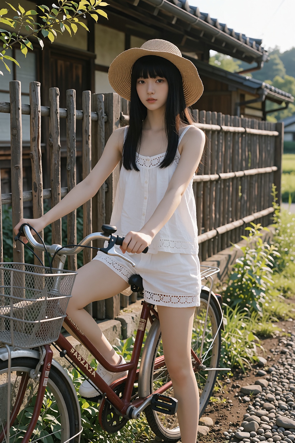主体：气质清冷的东亚女高中生,  乌黑顺滑齐刘海黑长直直发,  清冷五官 on Tensor.Art