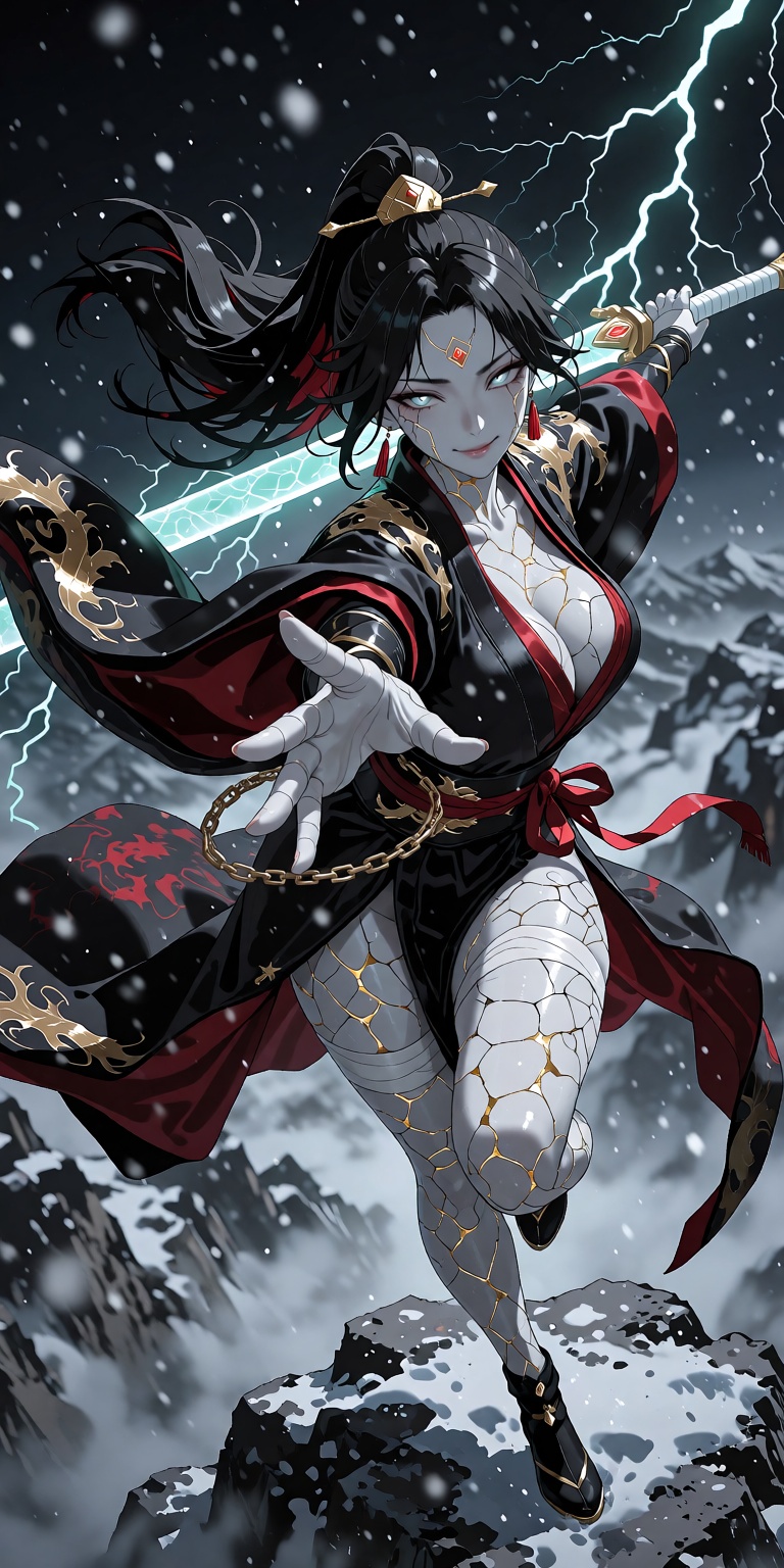 In the style of a cyberpunk warriorin front of a solid intense,  Cyber-Samuraji,  metal chain on Tensor.Art