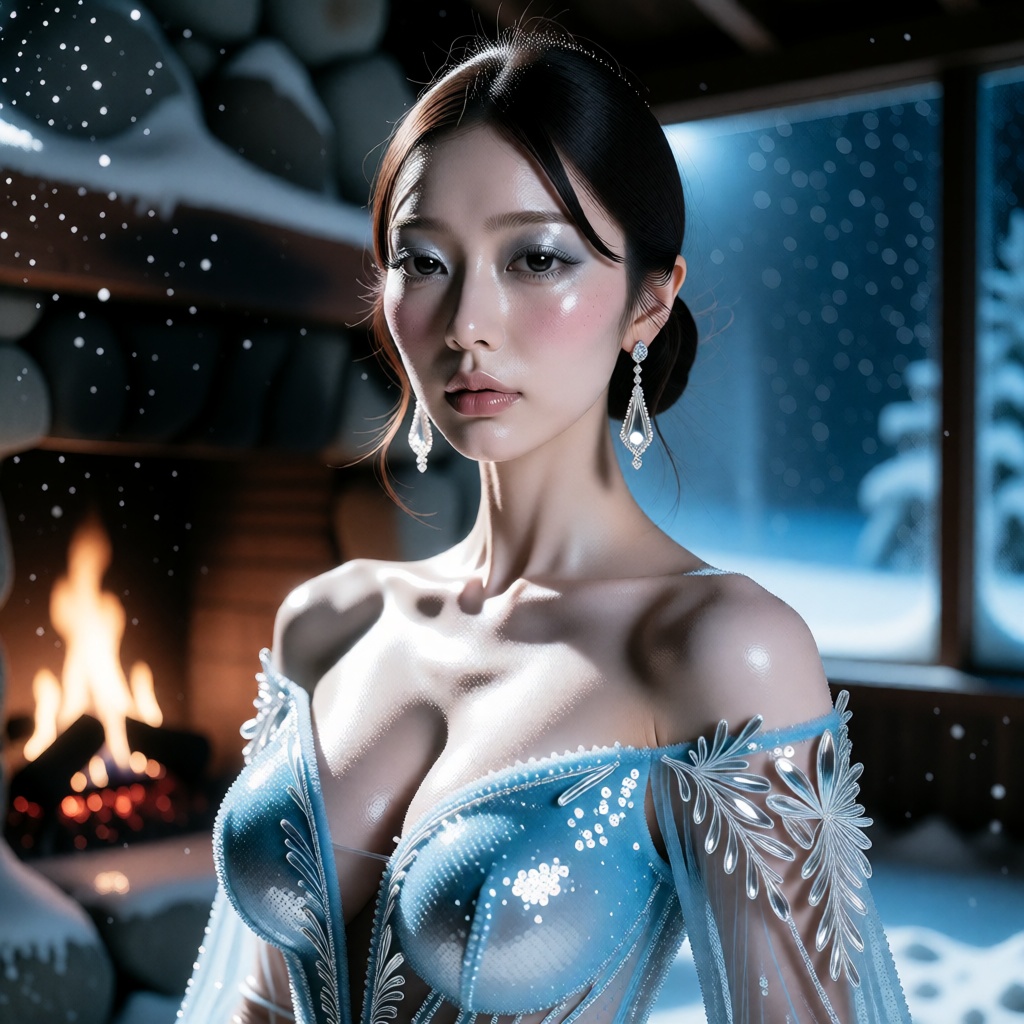 Dreamy surreal soft focus,  snow motion blur,  dramatic cinematic portrait on Tensor.Art