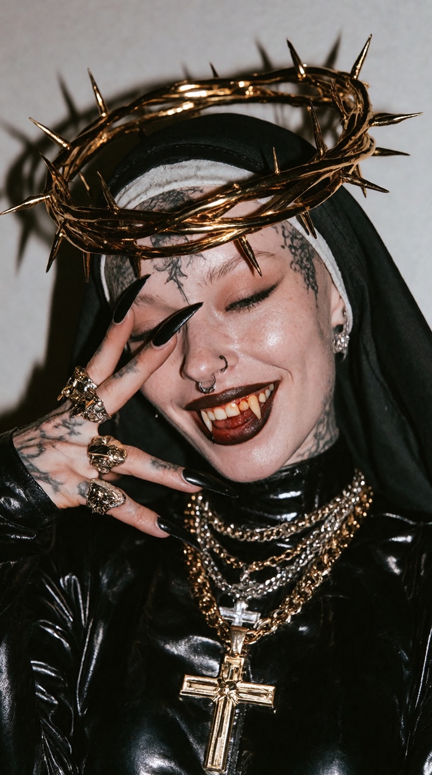 @skaia_lovernicuz,  golden crown of thorns,  black veil on Tensor.Art