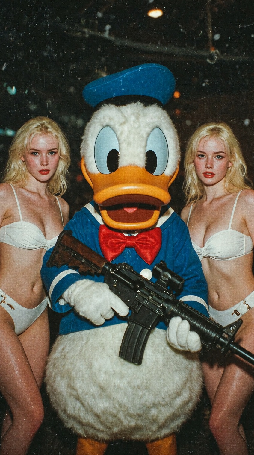 @imperfecta,  donald duck,  with blonde women on Tensor.Art