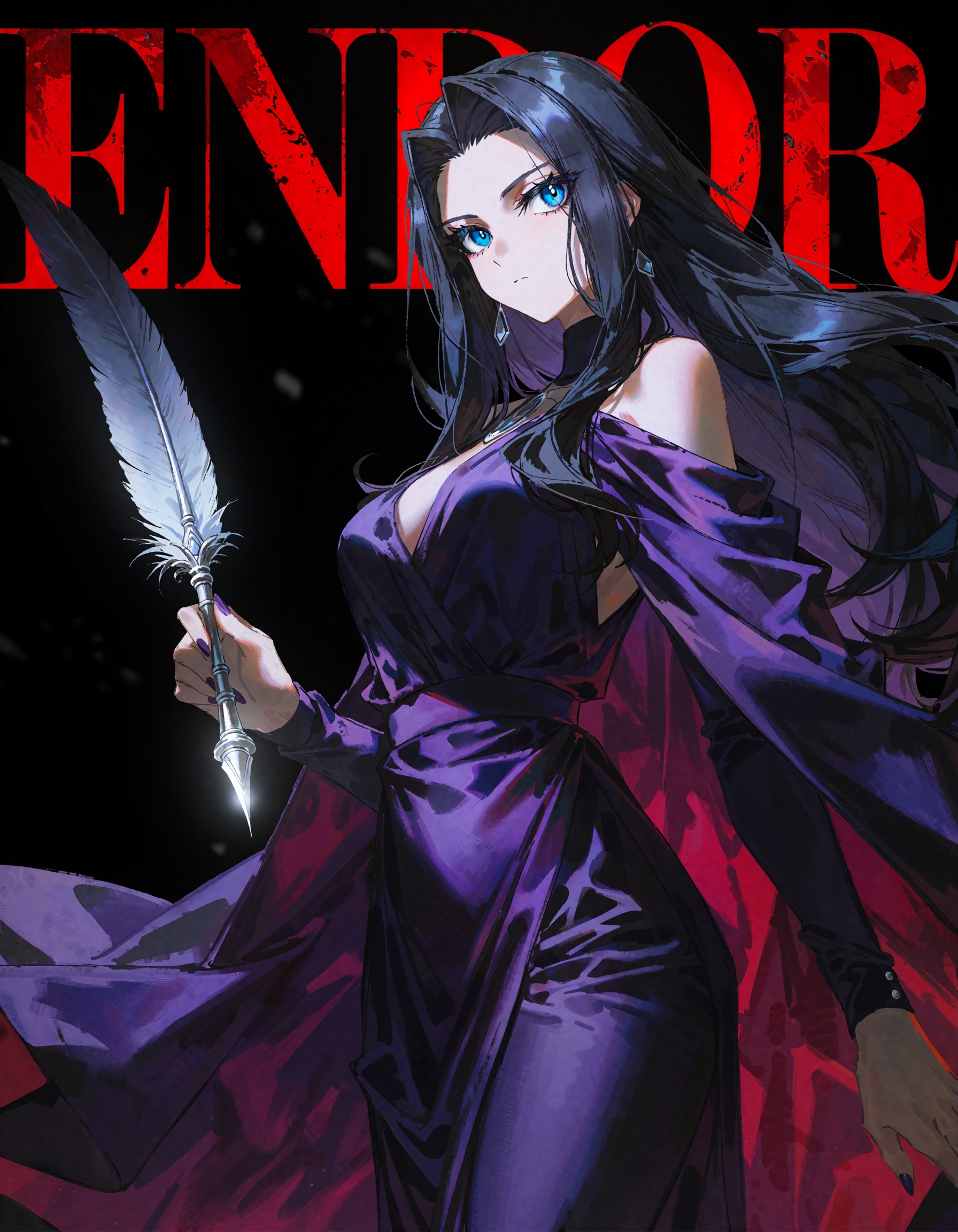 A masterpiece of graphic magazine cover art captures a sophisticated woman with a dominant presence and a striking silhoue...