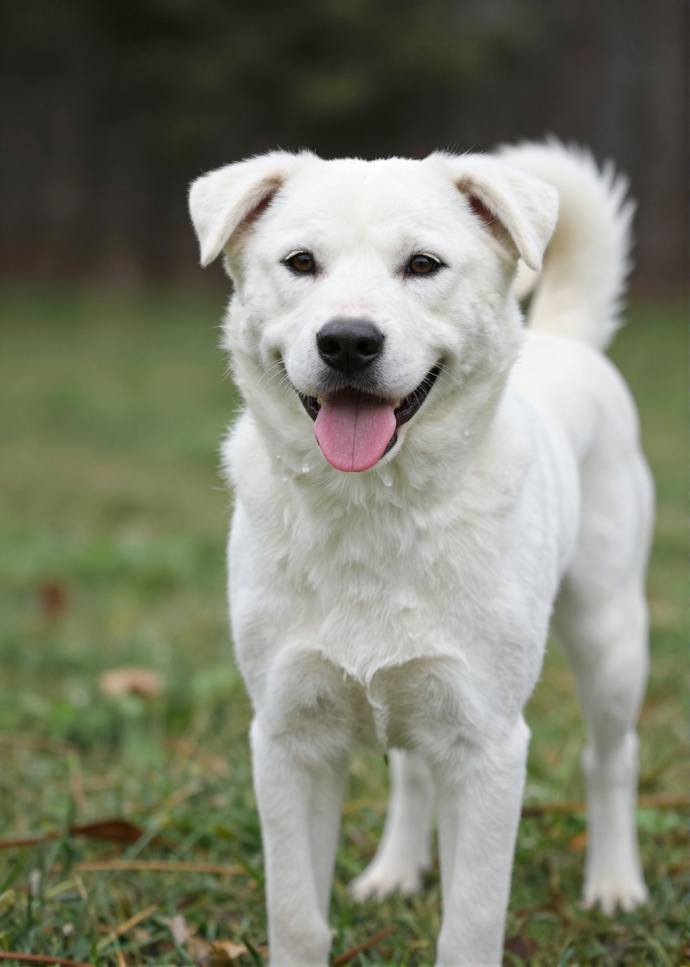outdoor,  front view,  white dog on Tensor.Art