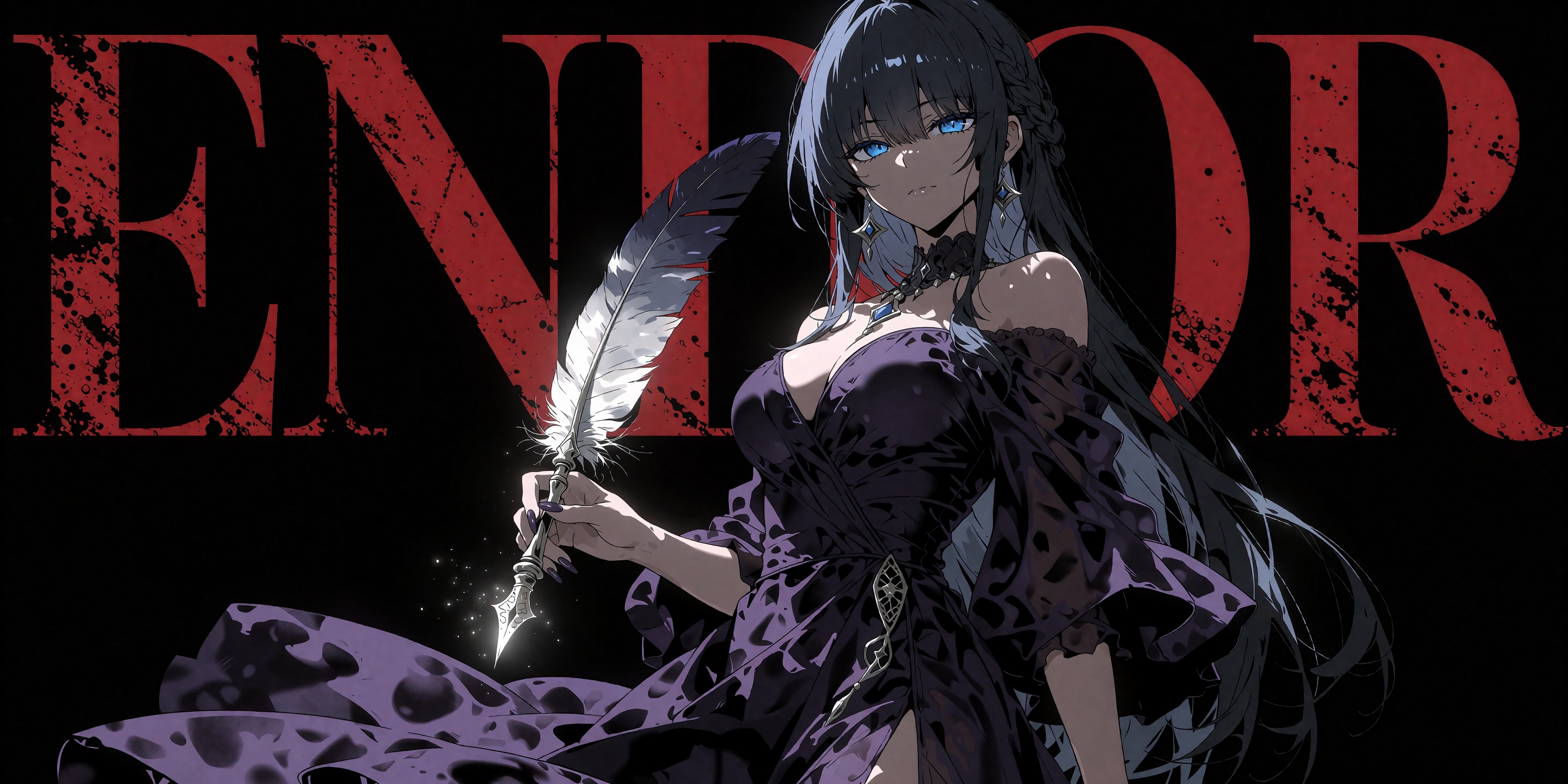 A 2D masterpiece of graphic magazine cover art captures a sophisticated woman with a dominant presence and a striking silh...