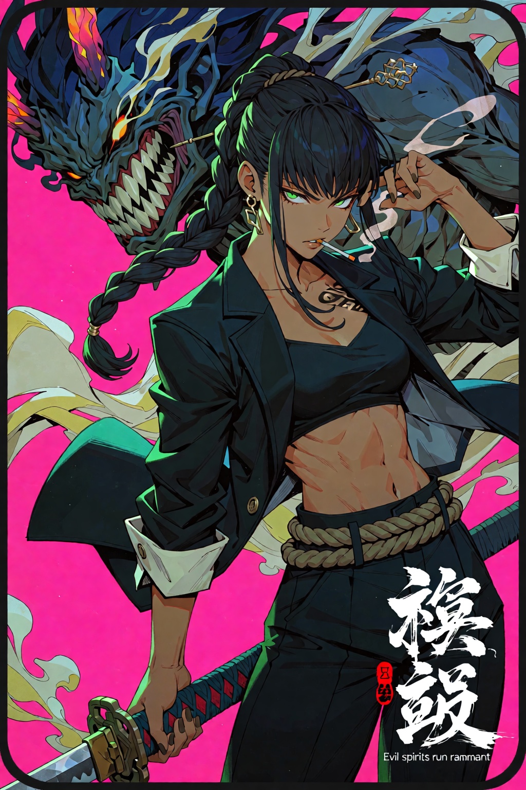 This image is a digital render that mimics the style of high-quality anime or manga cover art,  characterized by its sharp...
