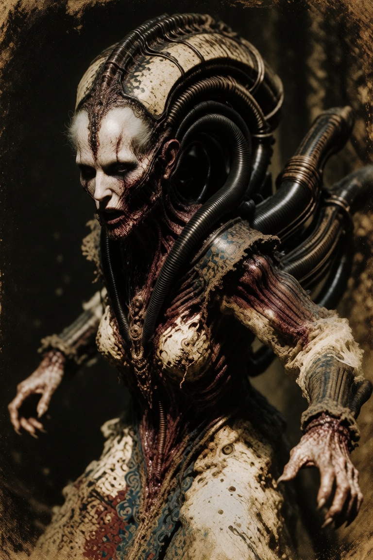 biomechanical horror,  parasite symbiosis,  organic cables on Tensor.Art