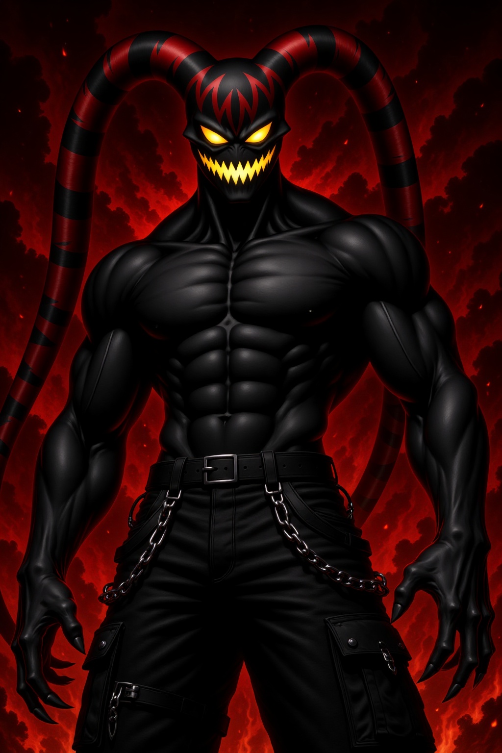 drkless,  Darkless,  an original male shadow spirit with a massive muscular physique on Tensor.Art