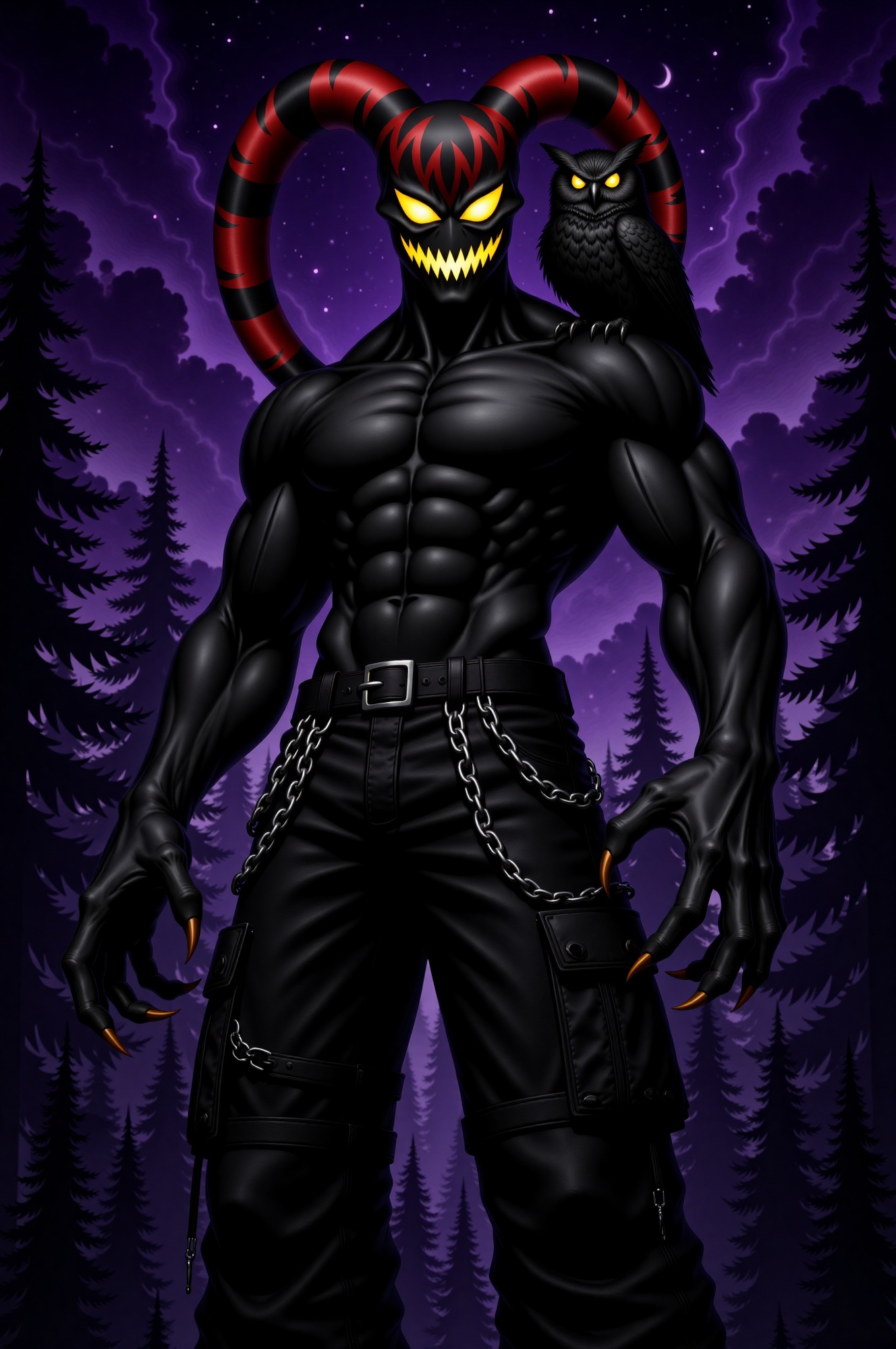 drkless,  Darkless,  an original male shadow spirit with a massive muscular physique on Tensor.Art
