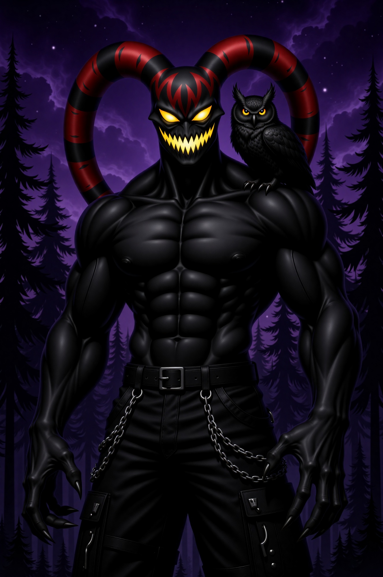drkless,  Darkless,  an original male shadow spirit with a massive muscular physique on Tensor.Art