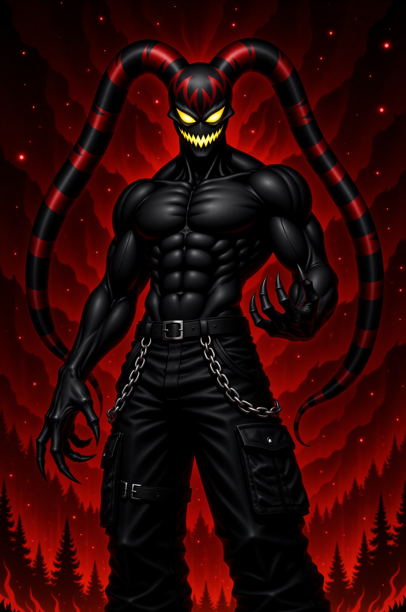 drkless,  Darkless,  an original male shadow spirit with a massive muscular physique on Tensor.Art