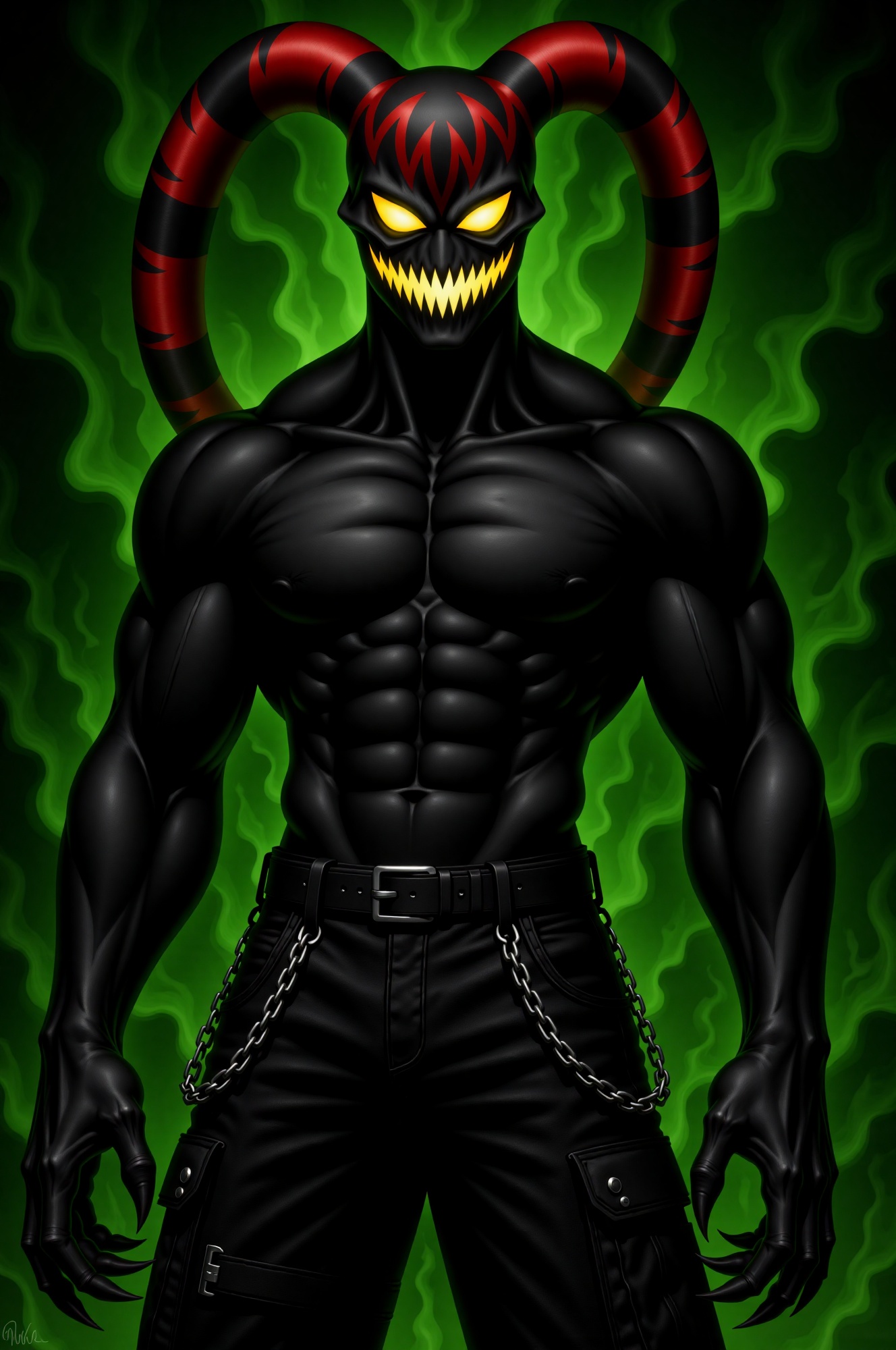drkless,  Darkless,  an original male shadow spirit with a massive muscular physique on Tensor.Art