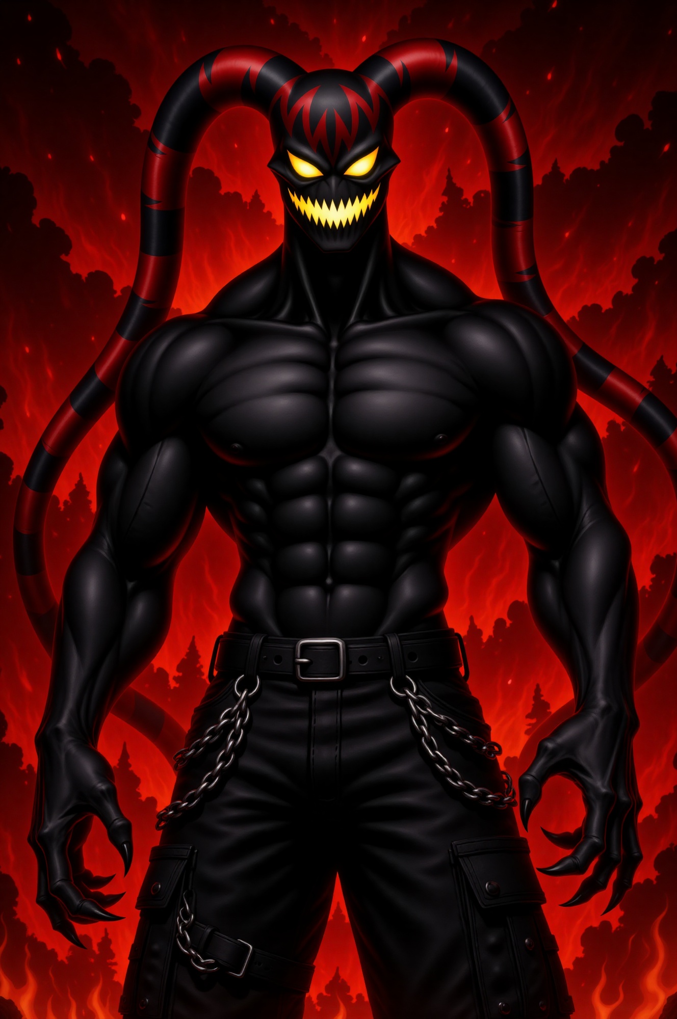 drkless,  Darkless,  an original male shadow spirit with a massive muscular physique on Tensor.Art