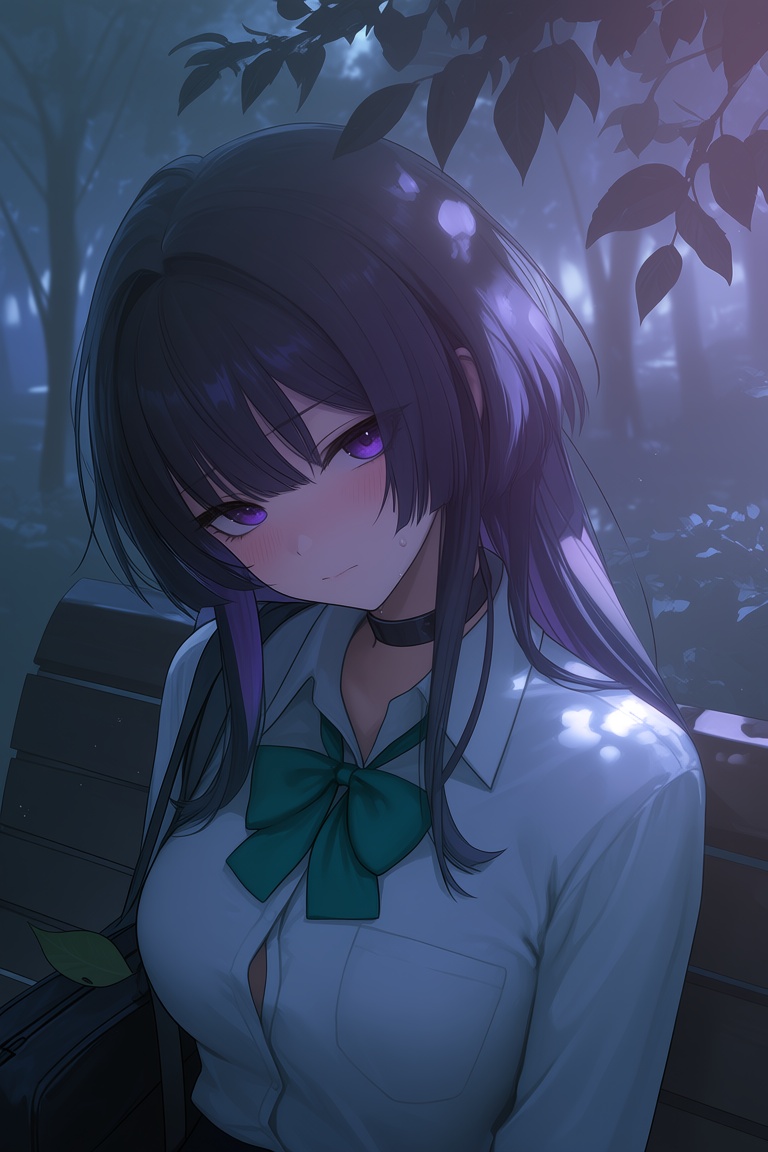 looking at viewer,  purple eyes,  long hair on Tensor.Art