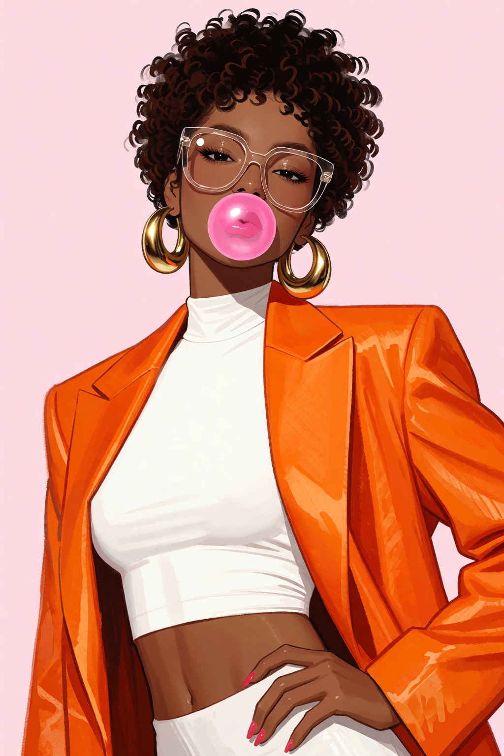 highres,  absurdres,  A digital illustration depicts a chic woman with warm on Tensor.Art