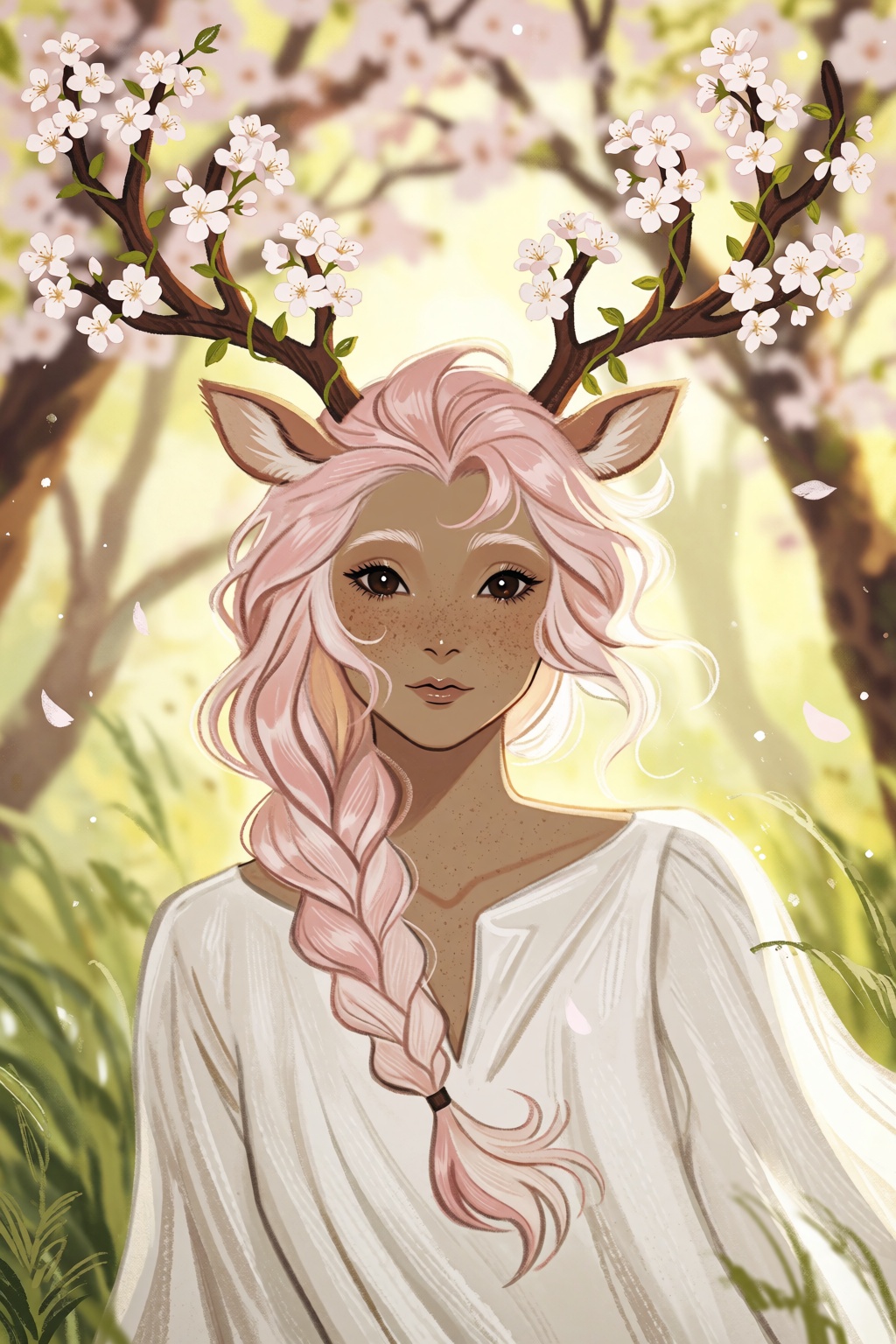 highres,  absurdres,  A digital illustration captures a serene young person with pale skin on Tensor.Art