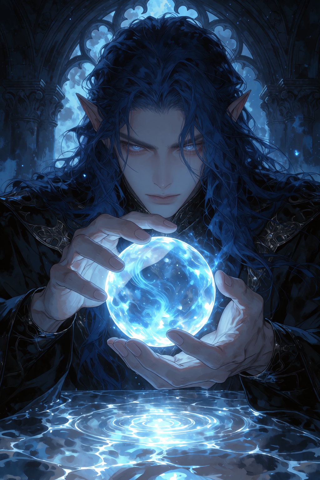 highres,  absurdres,  B3L3TH77 A male elf with long on Tensor.Art