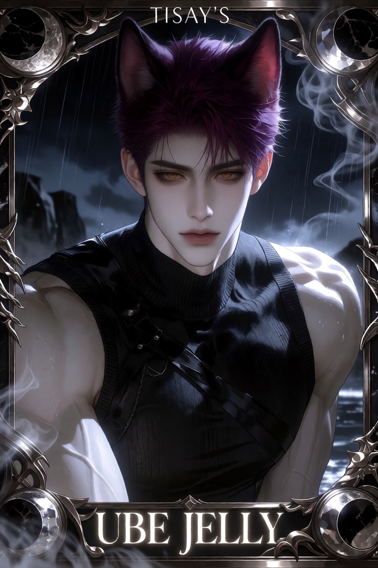(very bottom tasteful position medium centered glowing bottom stylish text "UBE JELLY"),  (top title text,  top centered t...