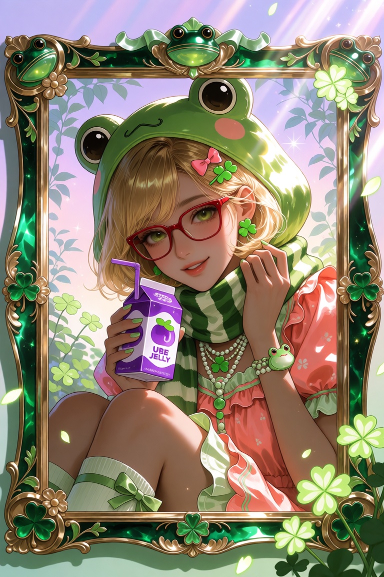 (top title text,  top centered top strong shoujo style title text "UBE JELLY"),  very aesthetic on Tensor.Art