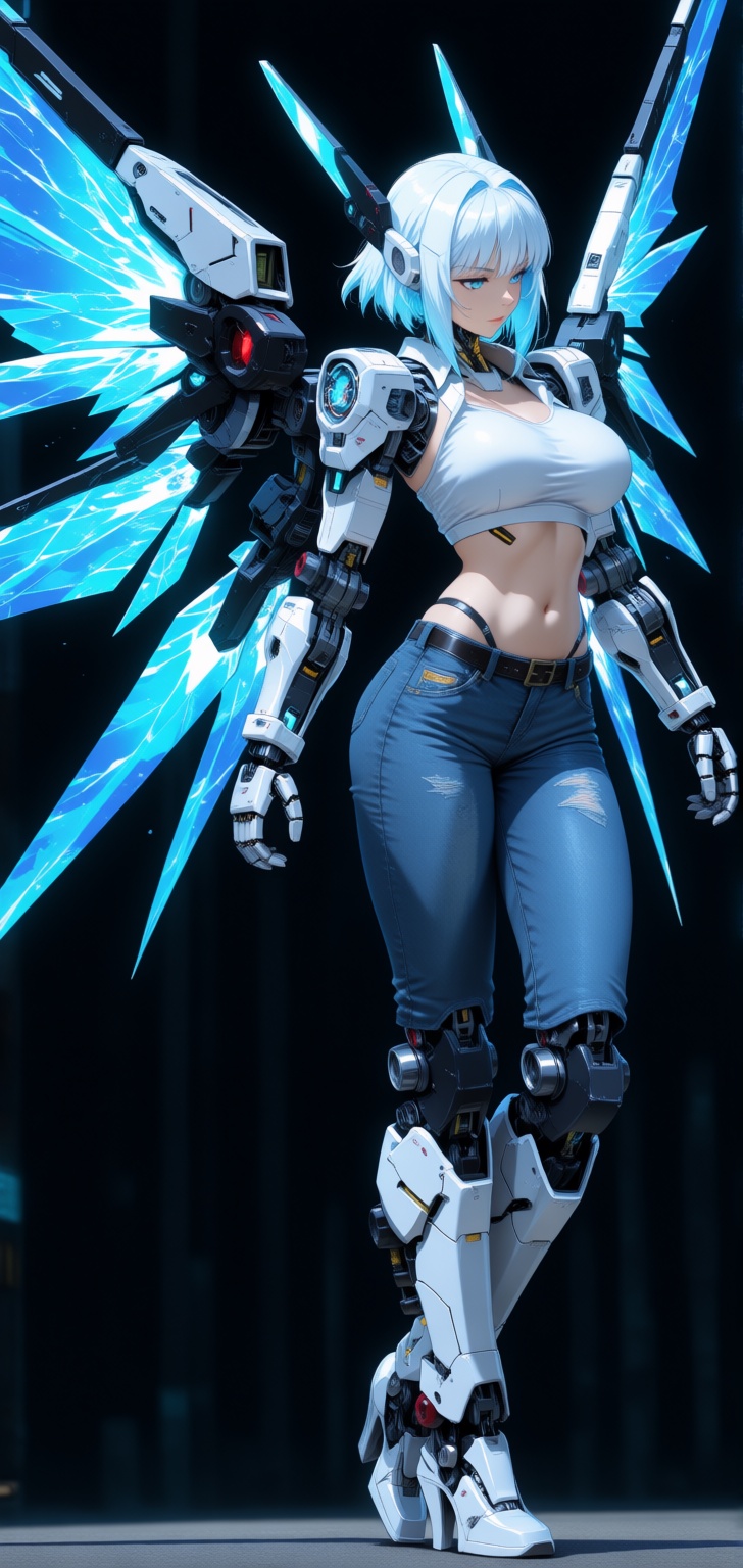 1girl,  cyborg,  crop top on Tensor.Art