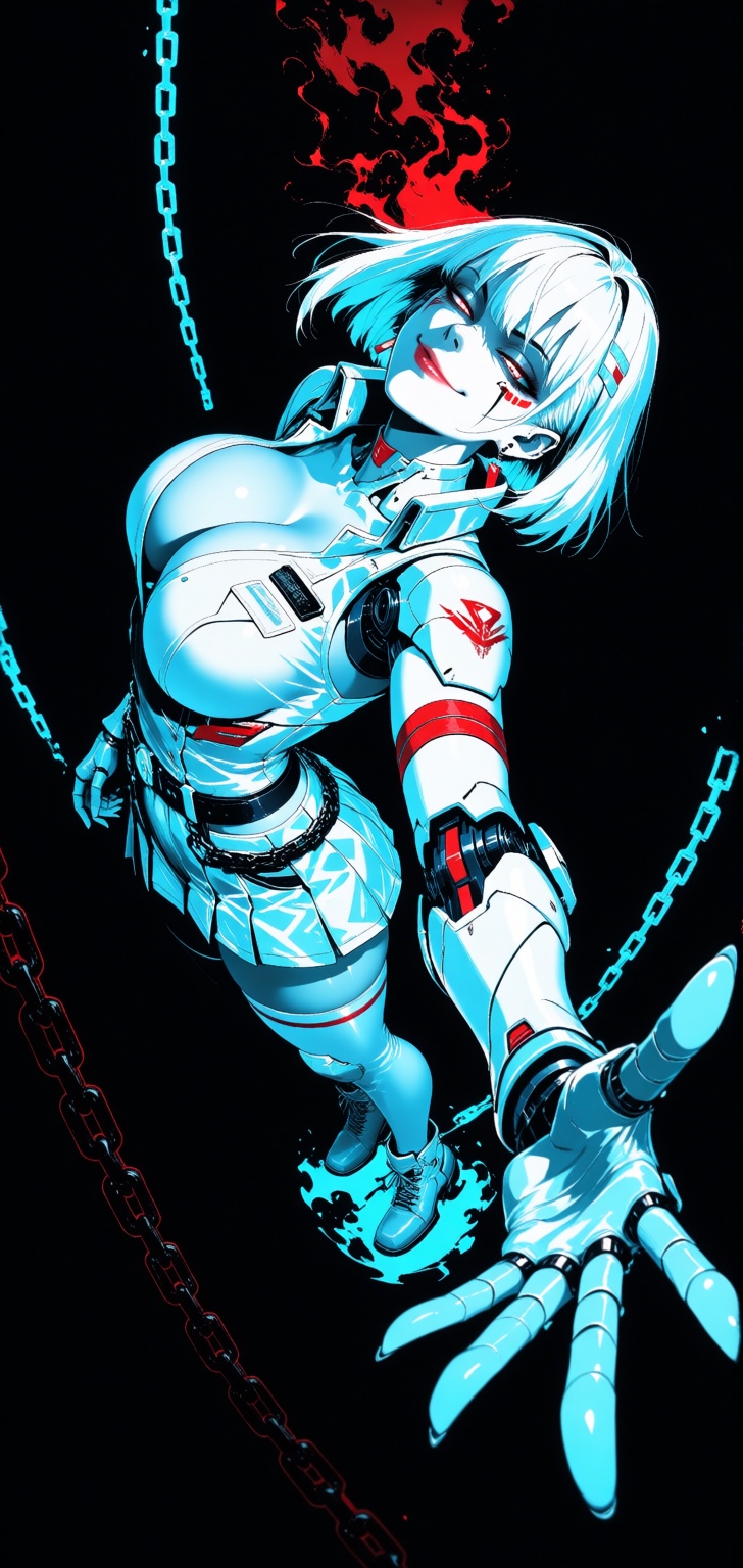 In the style of a cyberpunk warriorin front of a solid intense,  Cyber-Samuraji,  metal chain on Tensor.Art