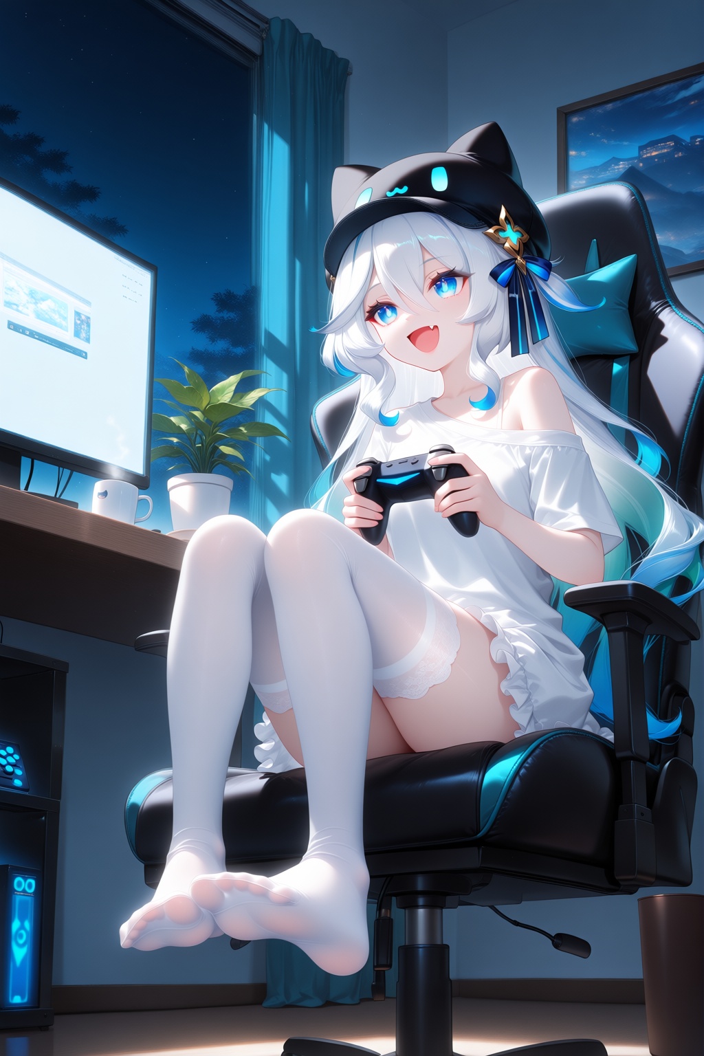 1girl,  solo,  thighhighs on Tensor.Art