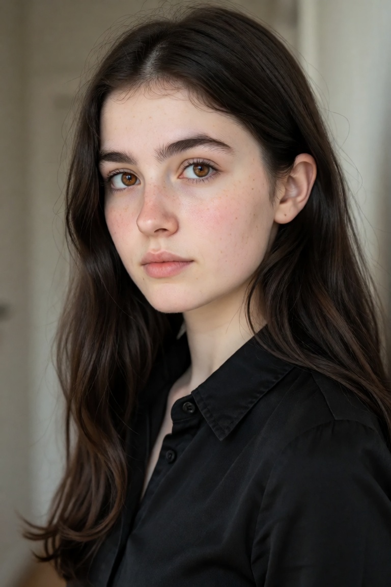 Photo of 20-year-old Cecilia,  a woman with long dark brown hair,  russet-brown eyes on Tensor.Art
