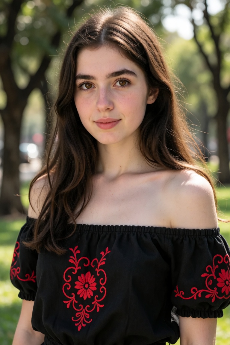Face close-up Photo of Cecilia,  a young woman with long brown wavy hair,  russet-brown eyes on Tensor.Art