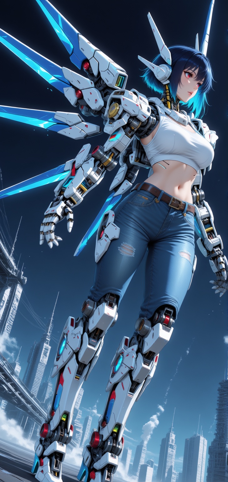 1girl,  cyborg,  crop top on Tensor.Art