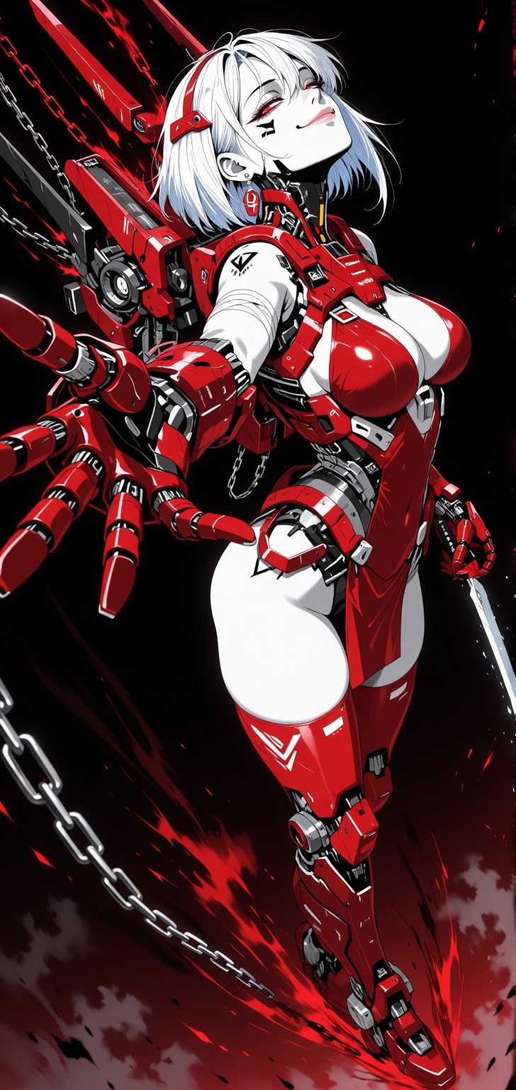 In the style of a cyberpunk warriorin front of a solid intense,  Cyber-Samuraji,  metal chain on Tensor.Art