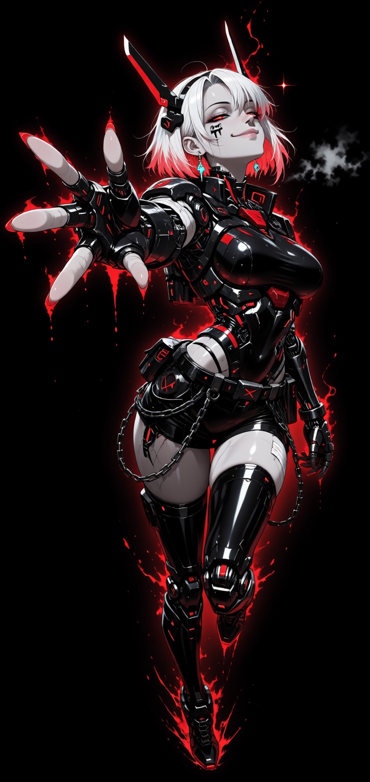 In the style of a cyberpunk warriorin front of a solid intense,  Cyber-Samuraji,  metal chain on Tensor.Art