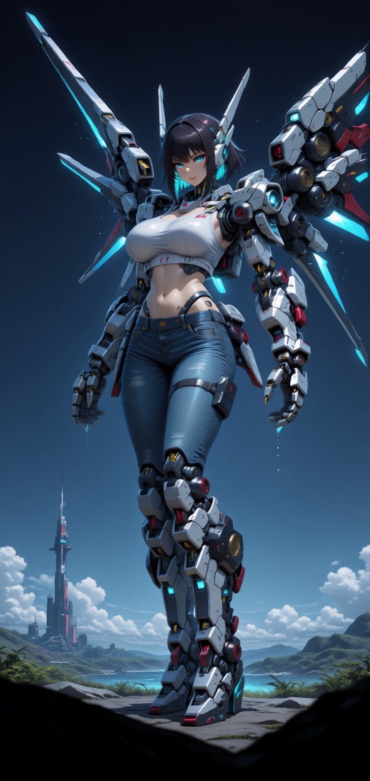 1girl,  cyborg,  crop top on Tensor.Art