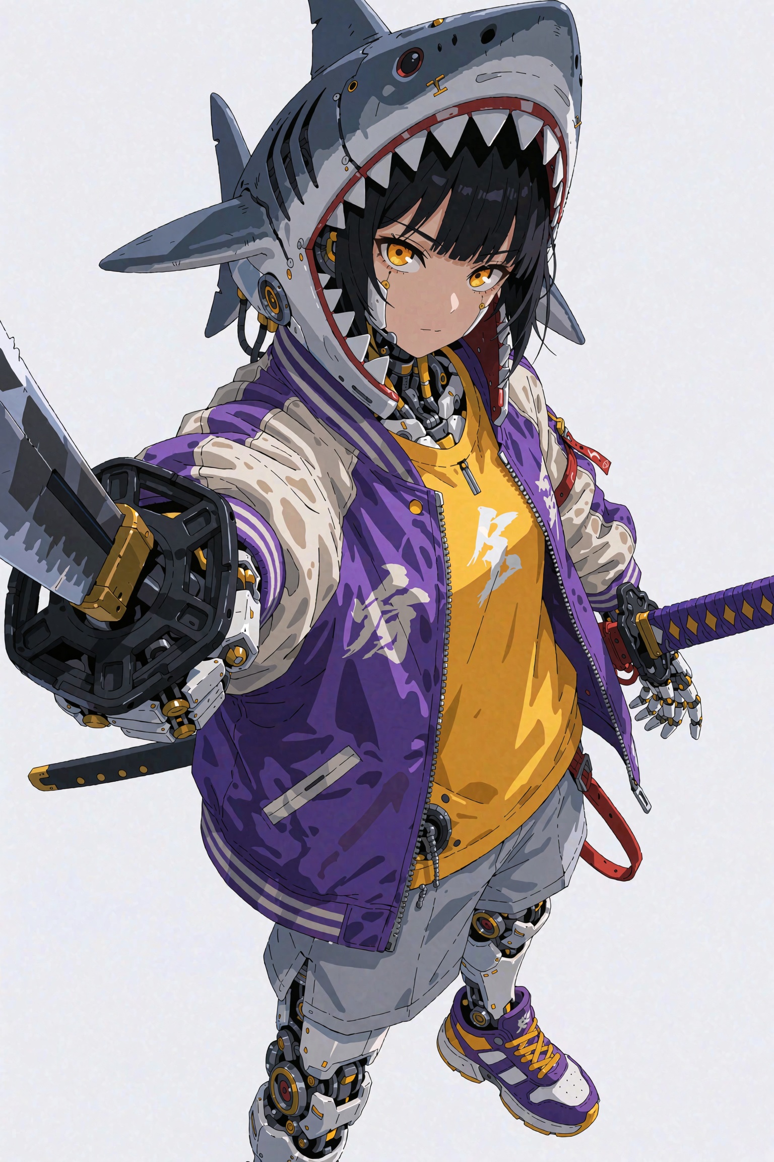 1girl,  cyborg,  sukajan jacket on Tensor.Art