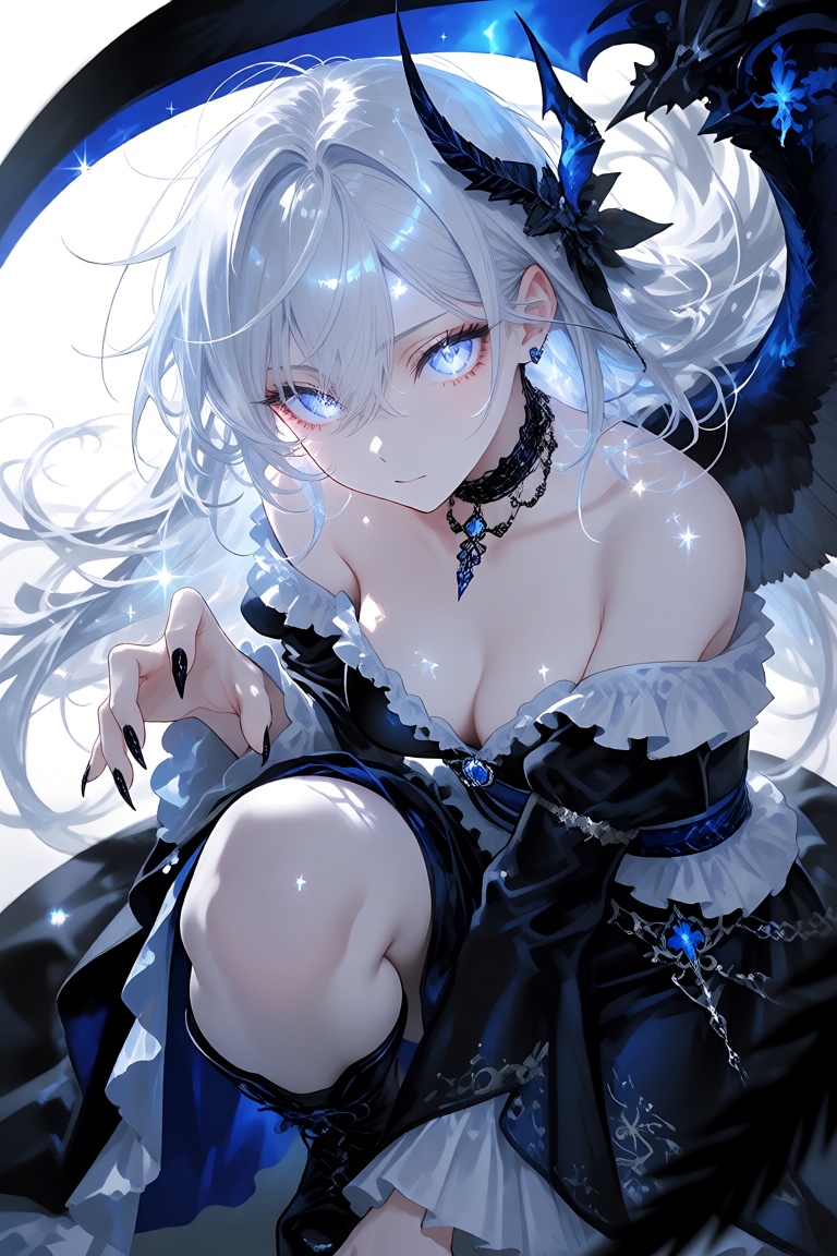 digital anime-style illustration of a young,  ethereal woman with long,  wavy on Tensor.Art