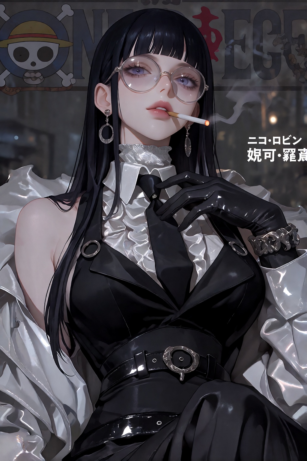 一位面容精致的亚裔女性,  动漫角色,  妮可罗宾 on Tensor.Art