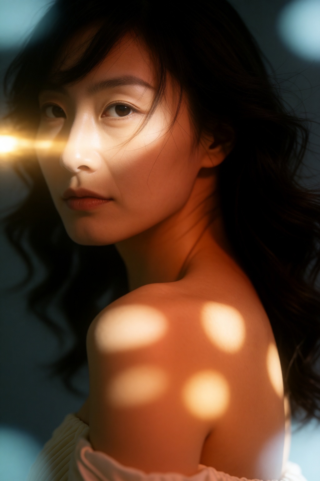 超近景电影情绪人像,  成年东亚女性,  肩部以上裁切 by 星光花园 on Tensor.Art