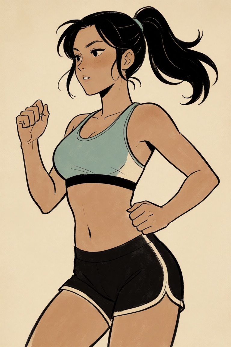 a woman jogging in athletic wear on Tensor.Art