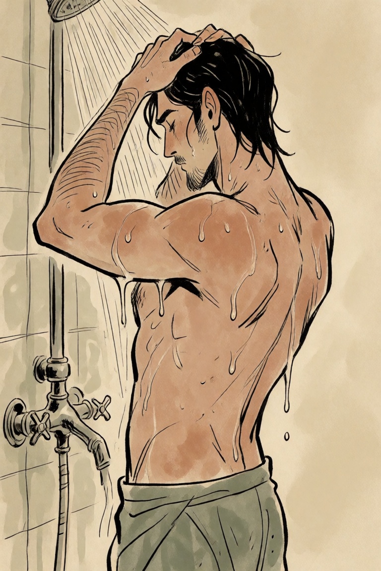 a man taking a shower on Tensor.Art