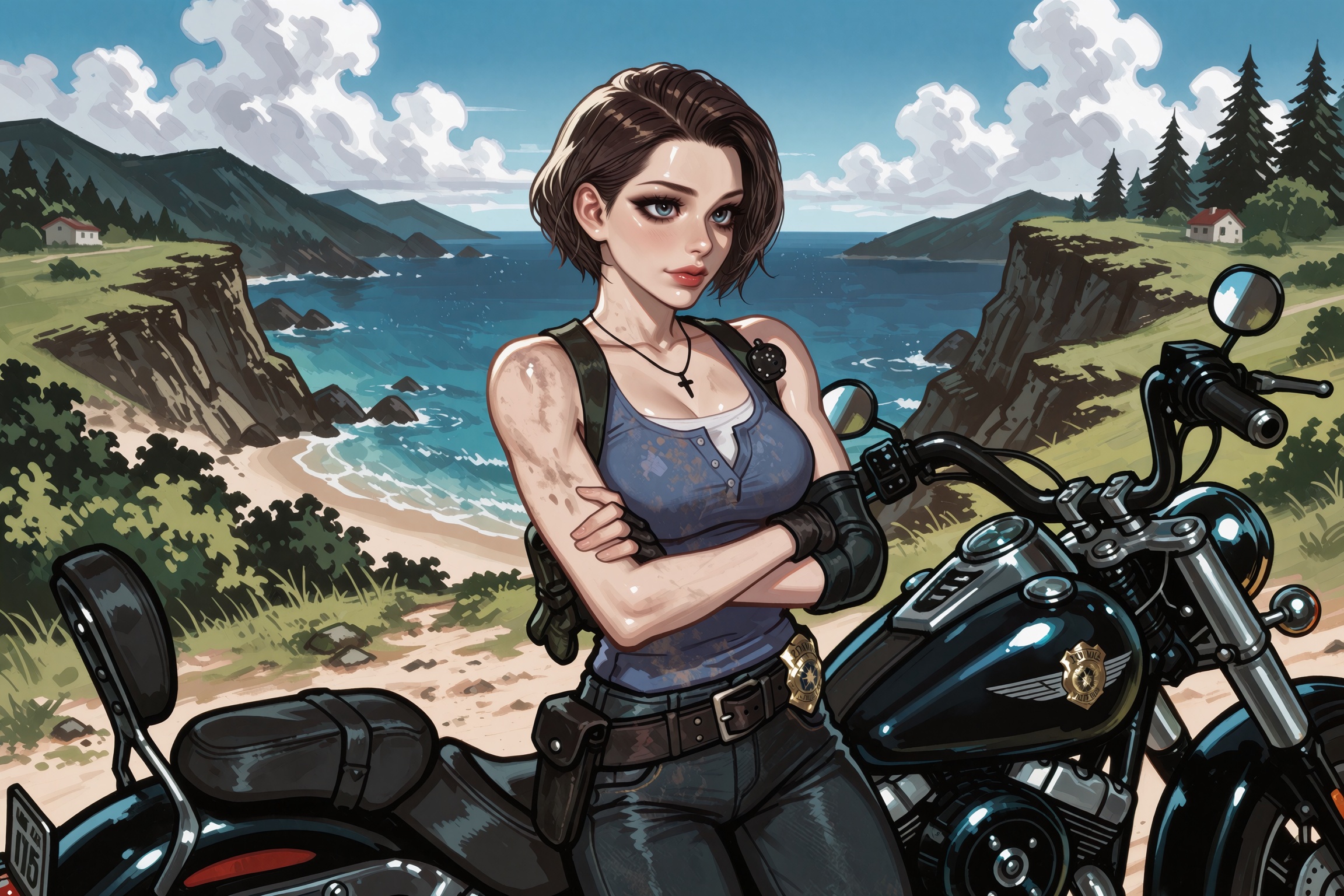 Vv.LXVIII - Atrox,  Vv.LXVIII - RE3R-Jill_Valentine,  RE3R-Jill_Valentine is a Caucasian woman with fair skin on Tensor.Art