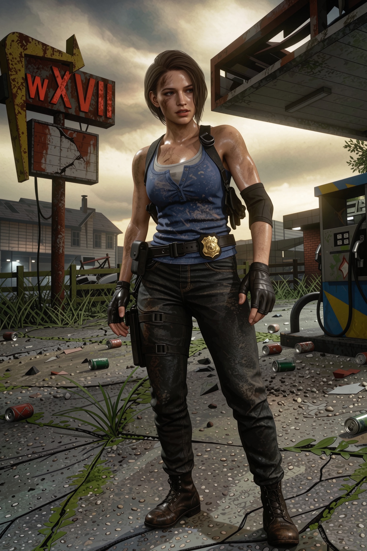 Vv.LXVIII - Purge,  full body shot,  Vv.LXVIII - RE3R-Jill_Valentine on Tensor.Art