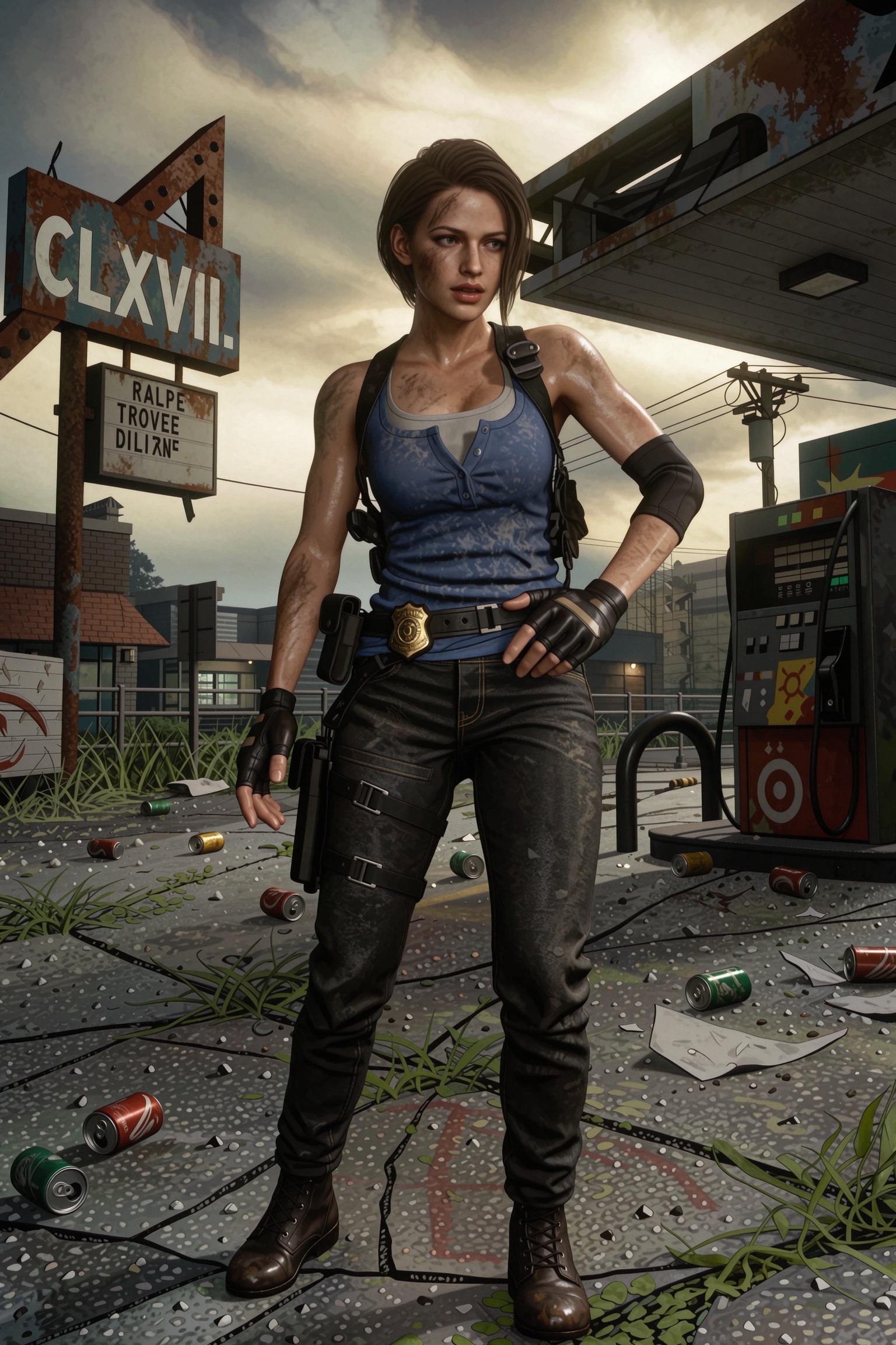 Vv.LXVIII - Purge,  full body shot,  Vv.LXVIII - RE3R-Jill_Valentine on Tensor.Art