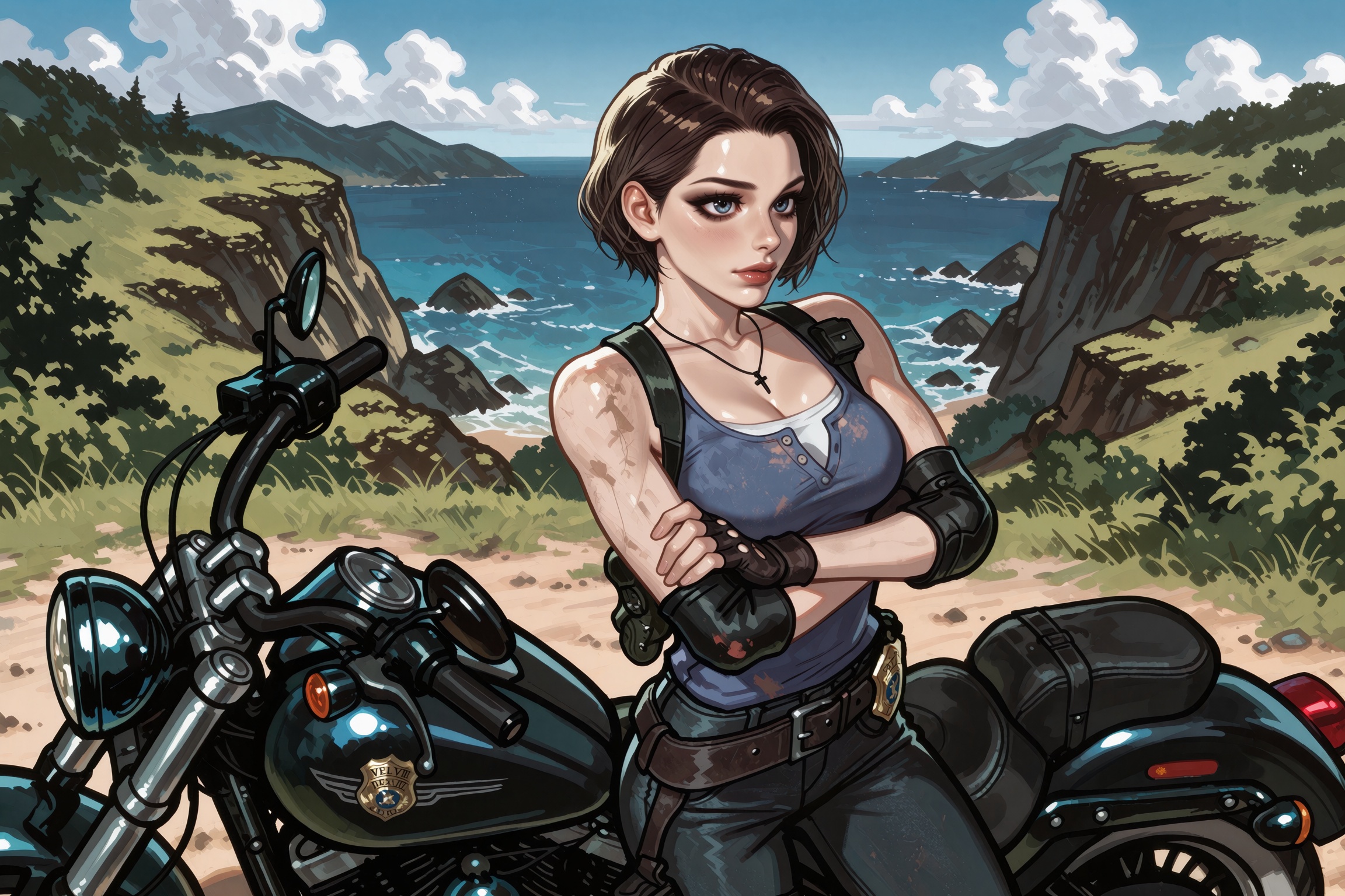 Vv.LXVIII - Atrox,  Vv.LXVIII - RE3R-Jill_Valentine,  RE3R-Jill_Valentine is a Caucasian woman with fair skin on Tensor.Art