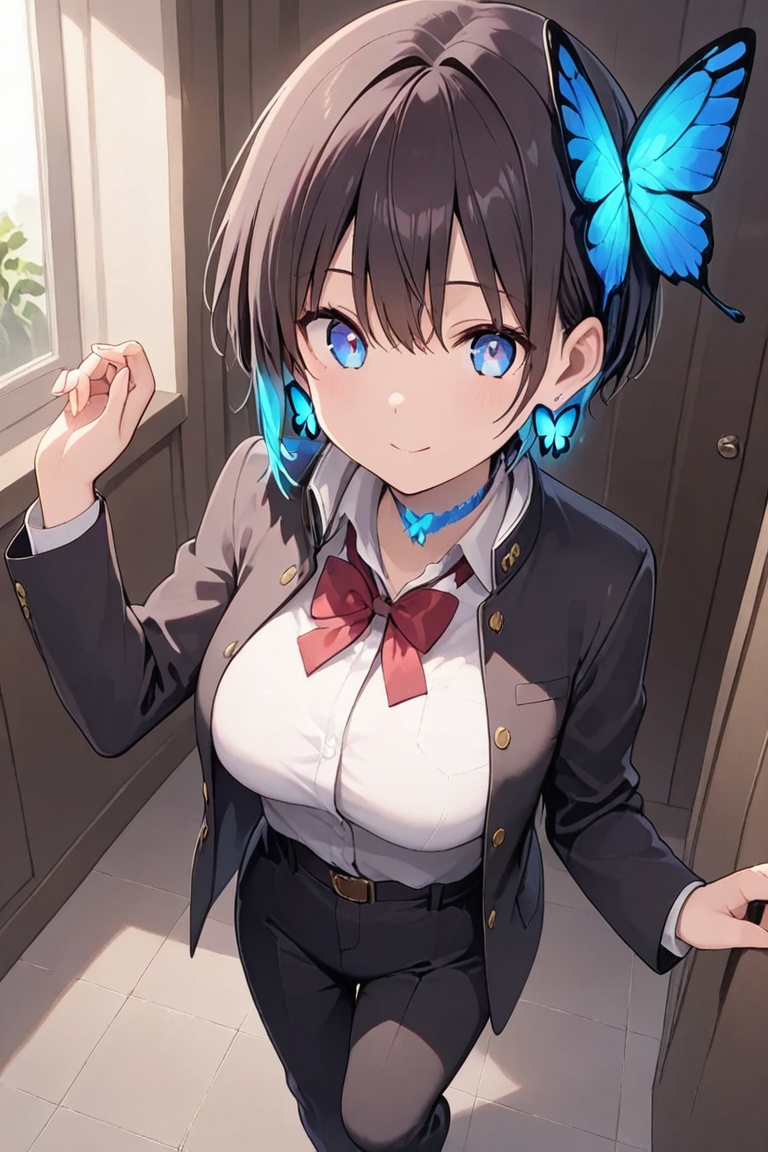 Kiyoka-chan,  Glowing earrings & blue-under-layer hair on Tensor.Art