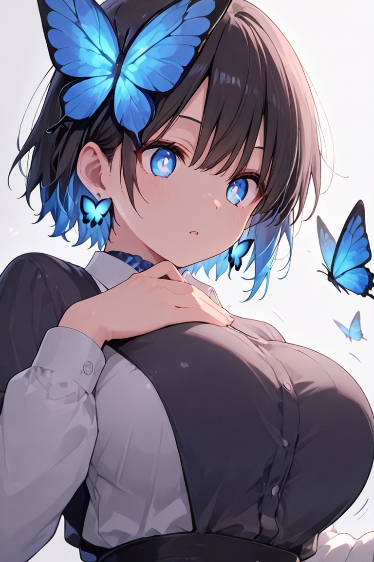 Kiyoka-chan,  Glowing earrings & blue-under-layer hair on Tensor.Art