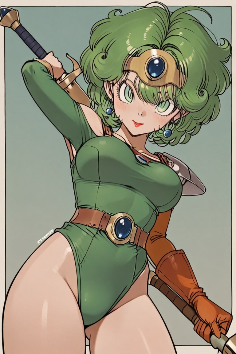 Green leotard,  dq4_sofia,  SHIMERU FUBATA on Tensor.Art
