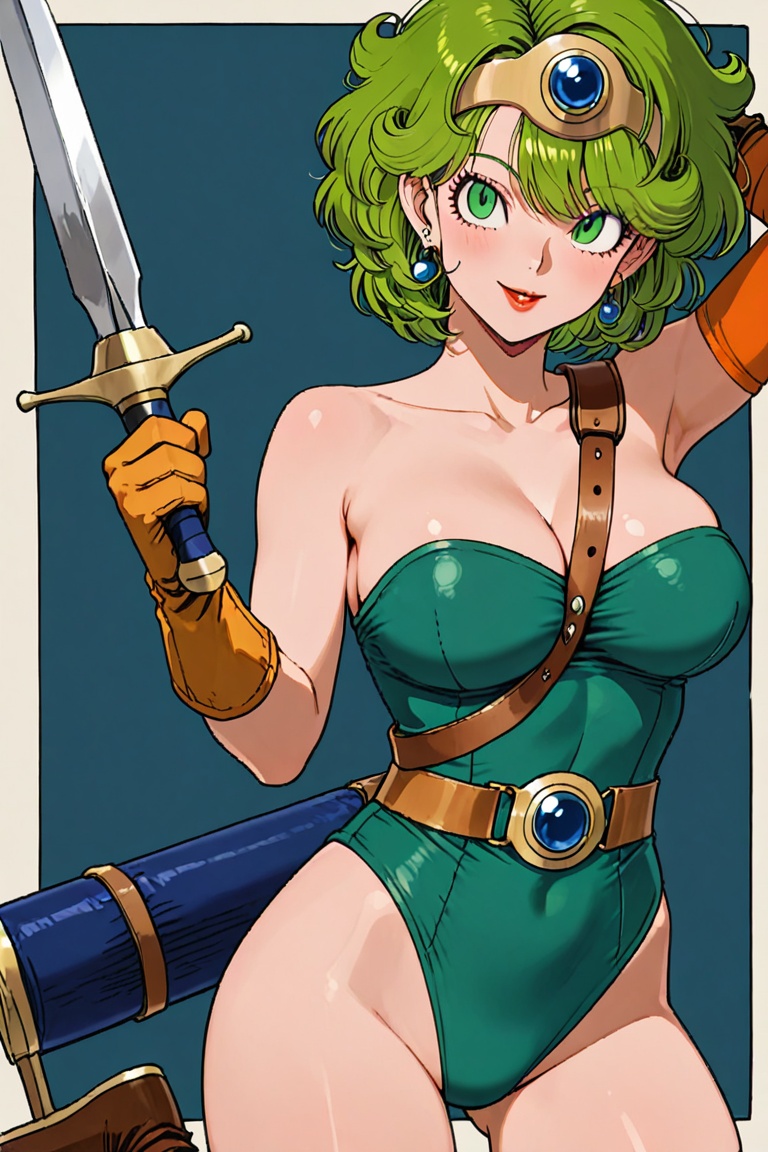 Green leotard,  dq4_sofia,  SHIMERU FUBATA on Tensor.Art
