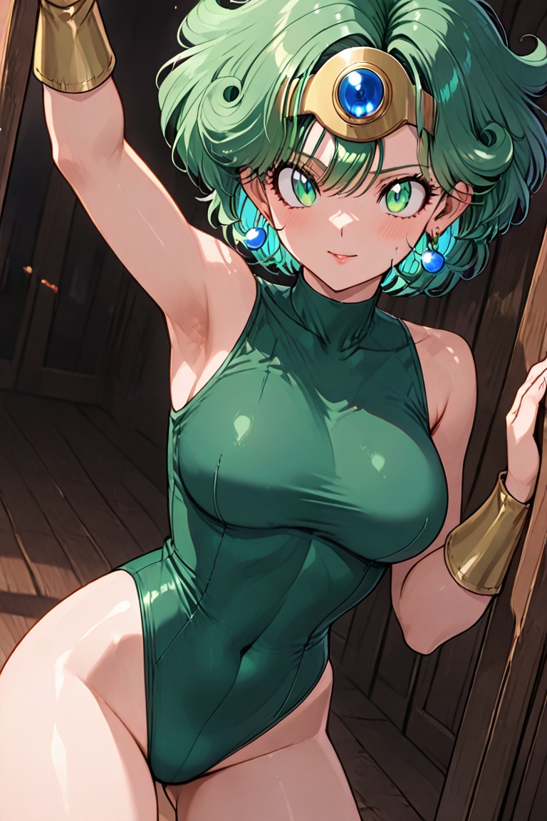 Green leotard,  dq4_sofia,  Beautiful eyes on Tensor.Art
