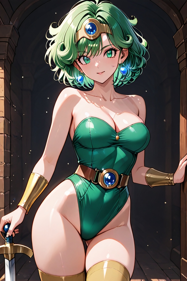 Green leotard,  dq4_sofia,  Beautiful eyes on Tensor.Art