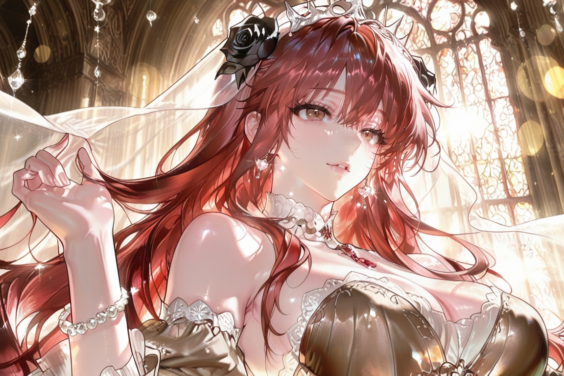 Captured inside a ruined,  cobweb-filled medieval castle,  a precise half-body composition reveals a cursed royal princess...